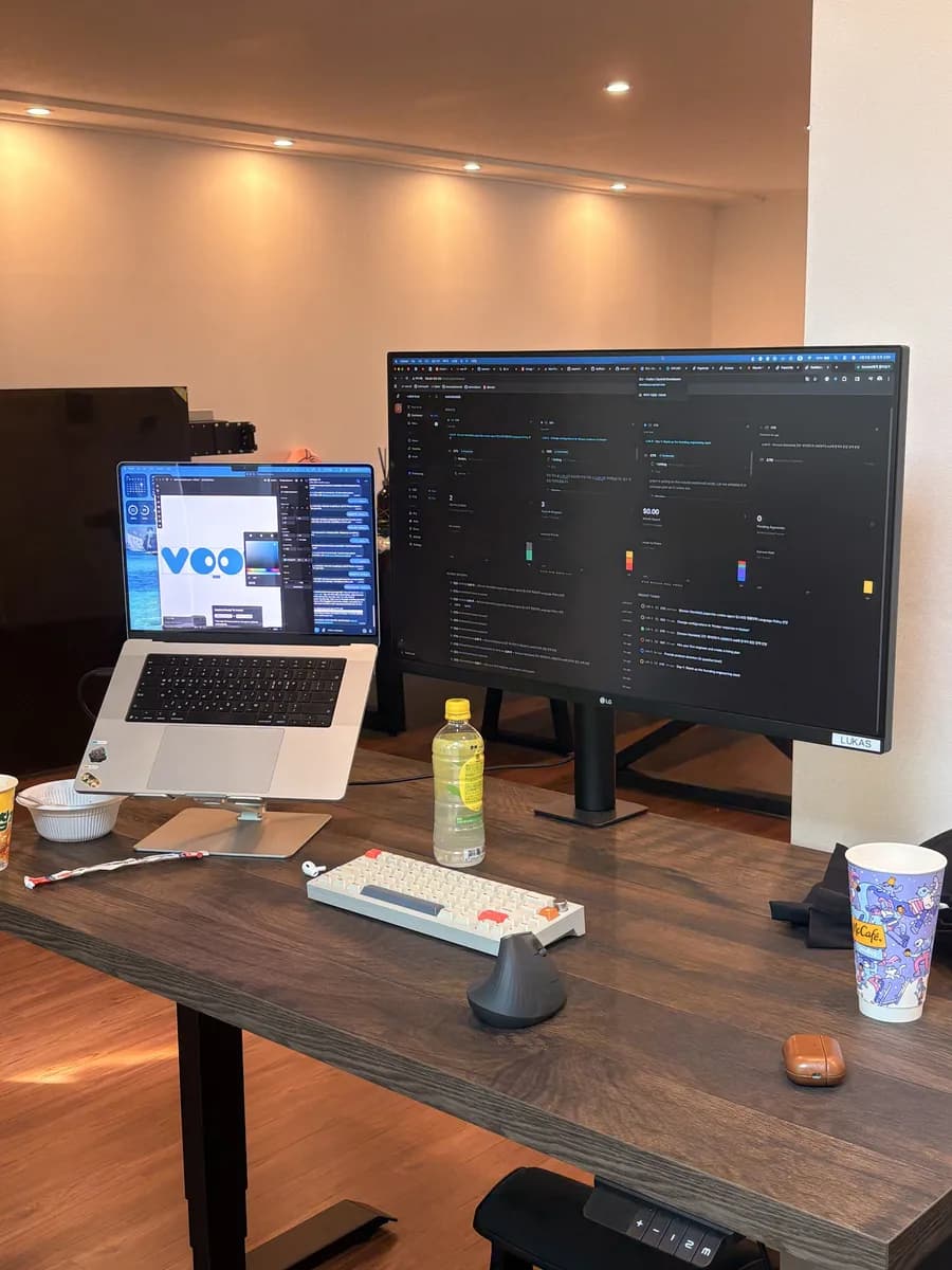 A workstation running projects at VYV House